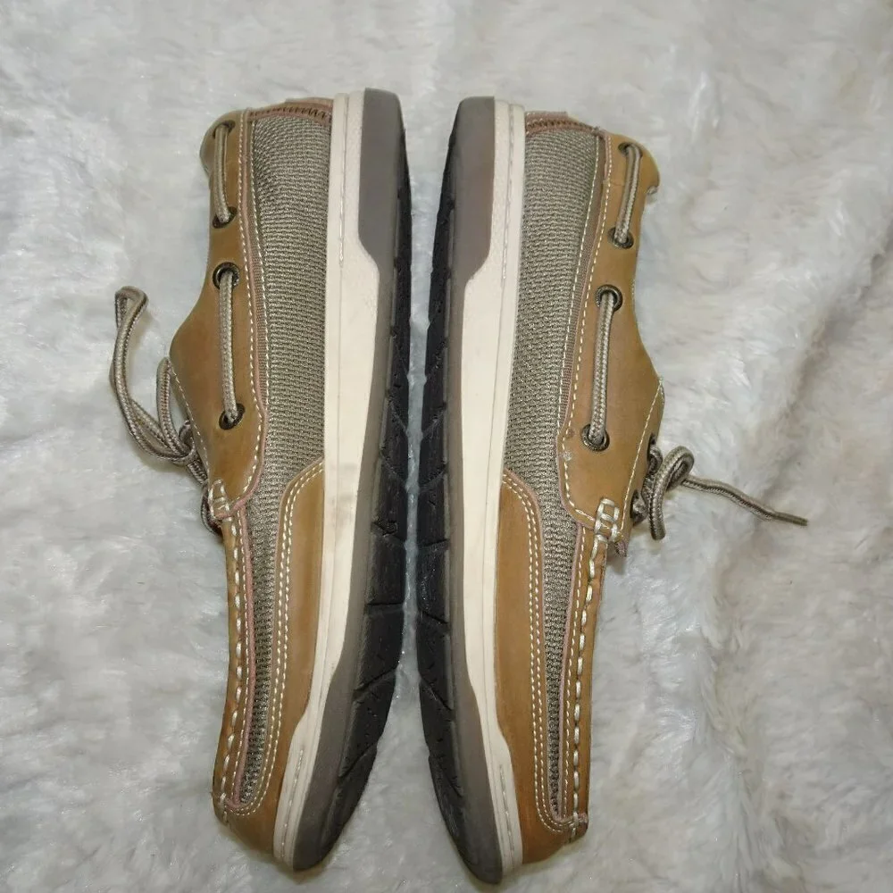 Margaritaville Tan Leather Boat Shoes Size 10